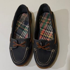 Sperry Top-Slider Women's Flat Shoes blueish  Loafers with Plaid Lining Size 6